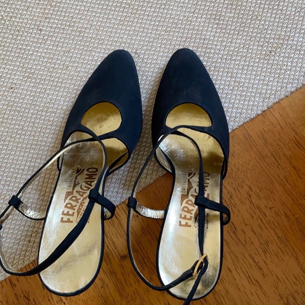 Salvatore Ferragamo black slingback heels size 5.5